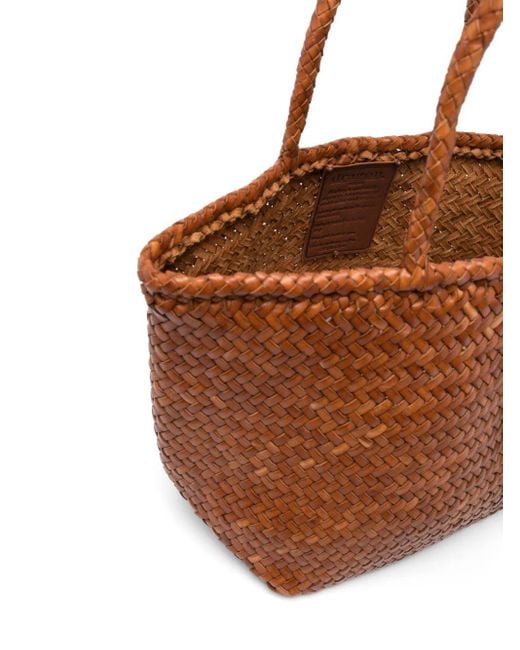 Dragon Diffusion Brown Small Grace Woven Leather Tote Bag