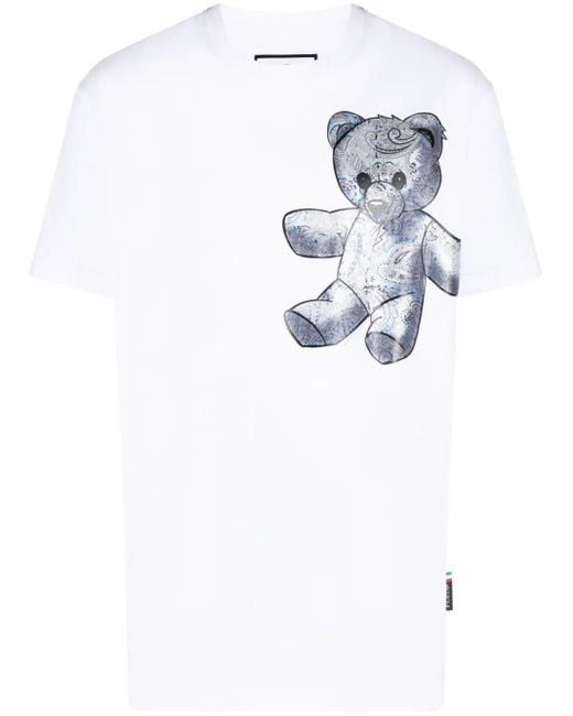 Philipp Plein White Teddy Bear Paisley-Print T-Shirt for men