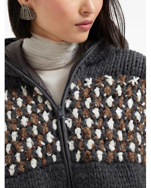 Brunello Cucinelli Gilet Met Capuchon En Verfraaid Met Pailletten in het Black