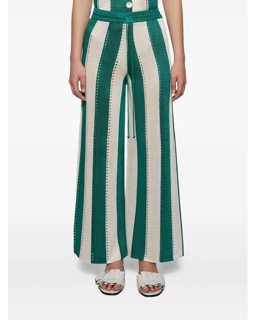 Calle Del Mar Green Cabana Striped Knit Trousers