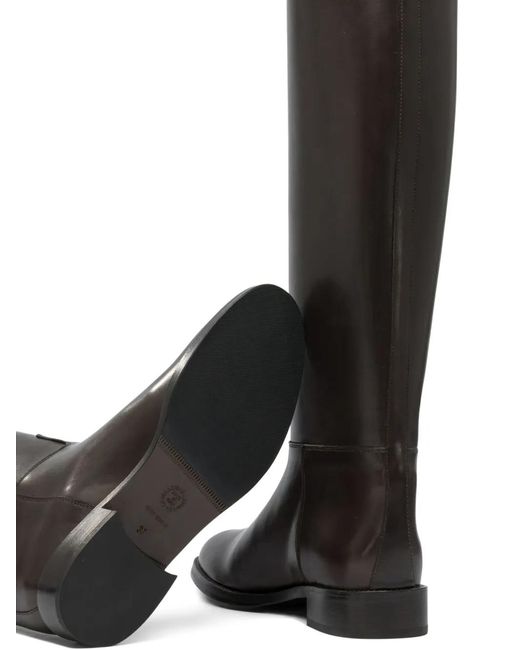 MARETTO® Black Leather Knee-High Boots