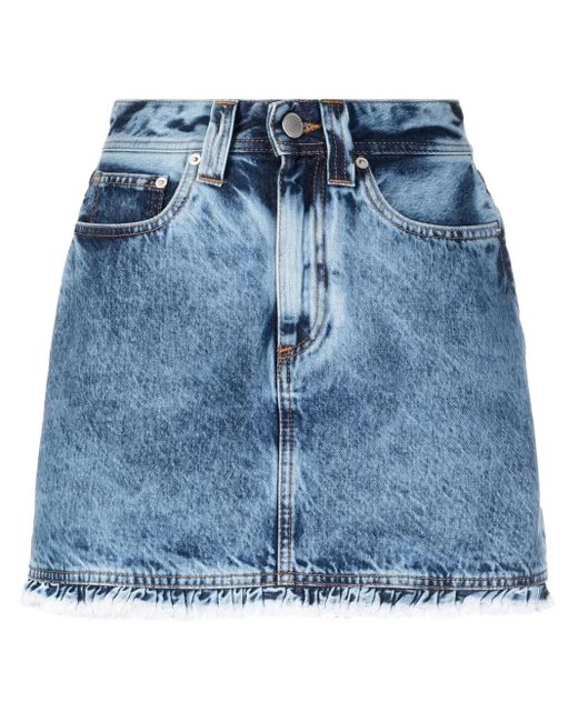Alessandra Rich Blue Jeansrock Mit Acid-Wash-Effekt