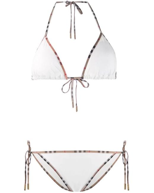 Bikini con motivo Vintage Check Burberry de color White