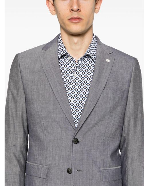 Manuel Ritz Gray Single-breasted Wool Suit for men