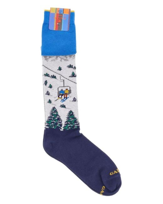 Calcetines con motivo de telesilla Gallo de hombre de color Blue