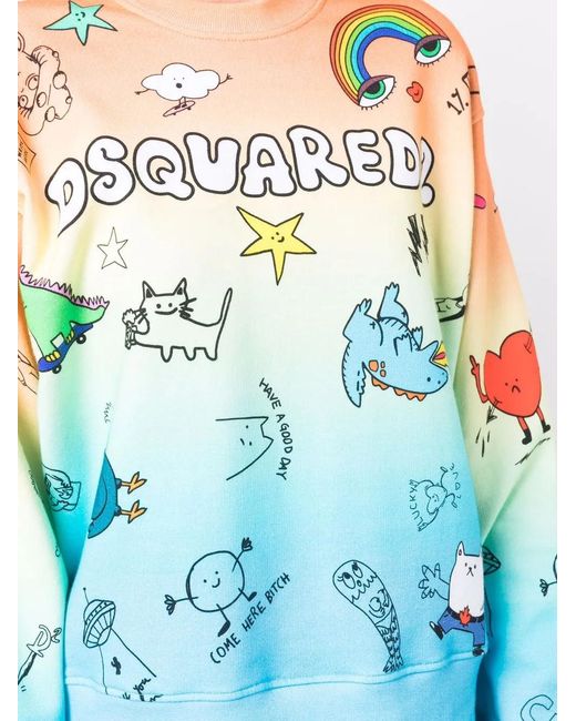 DSquared² Sweater Met Logoprint in het Blue