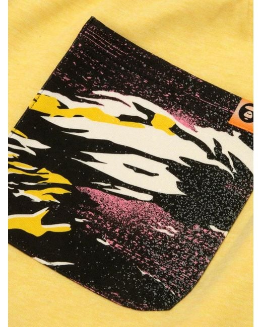 Aape By A Bathing Ape Yellow Graphic-Print Shorts for men