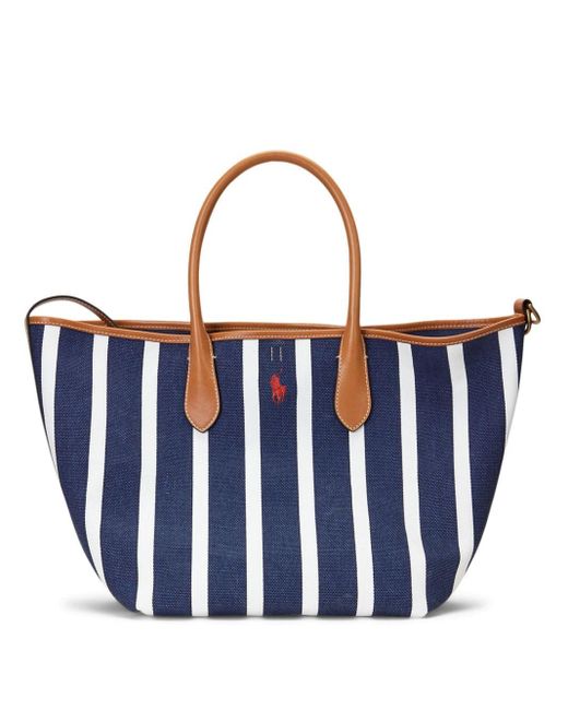 Polo Ralph Lauren Blue Striped Canvas Tote Bag