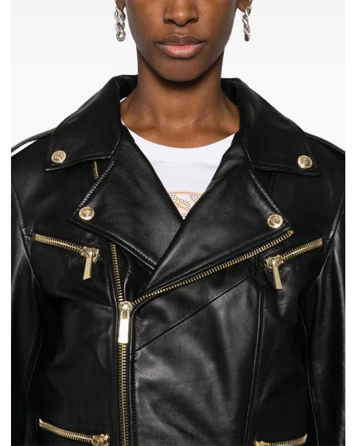 Just Cavalli Black Zip-Up Leather Jacket