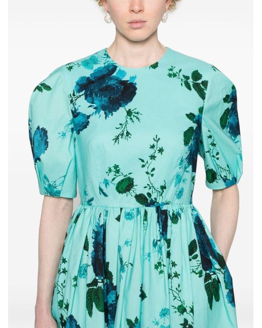 Erdem Midi-jurk Met Bloemenprint in het Blue