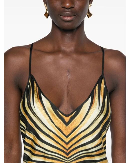 Roberto Cavalli Jurk Met Abstracte Print in het Metallic