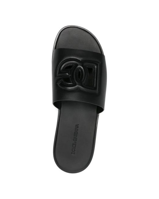 Dolce & Gabbana Black Logo-Embossed Sandals for men