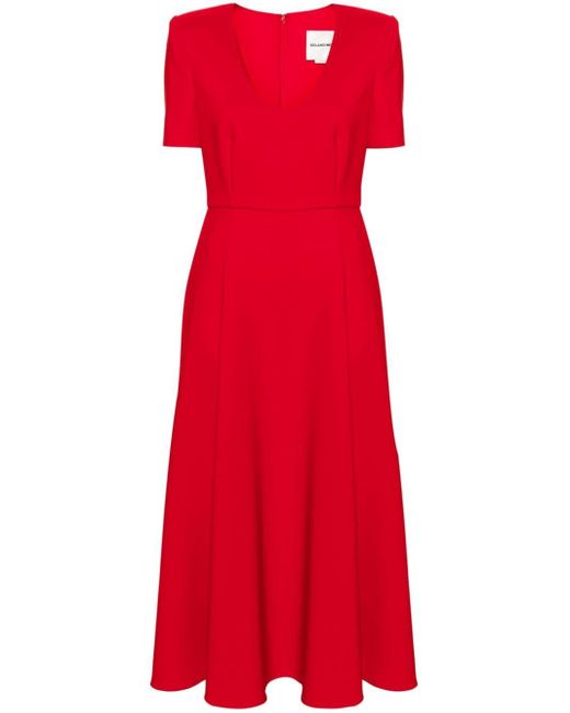 Roland Mouret Red A-line Crepe Midi Dress