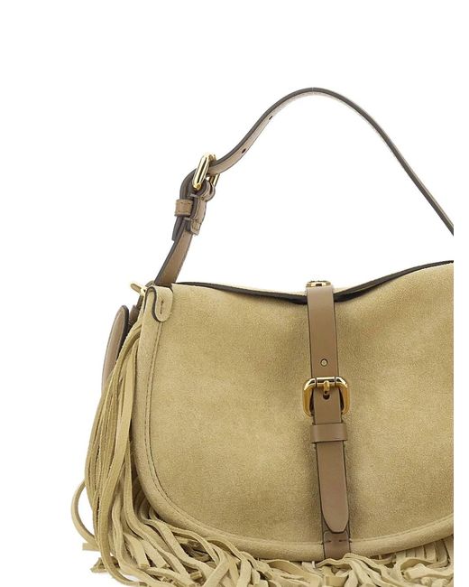 Etro Metallic Pony Fringe-Design Buckle-Detail Leather Shoulder Bag