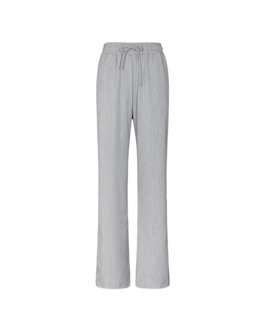 Gaelle Paris Gray Pinstriped Drawstring-Waist Trousers