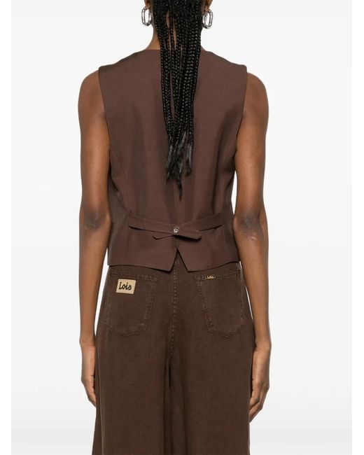 P.A.R.O.S.H. Brown Button V-Neck Gilet