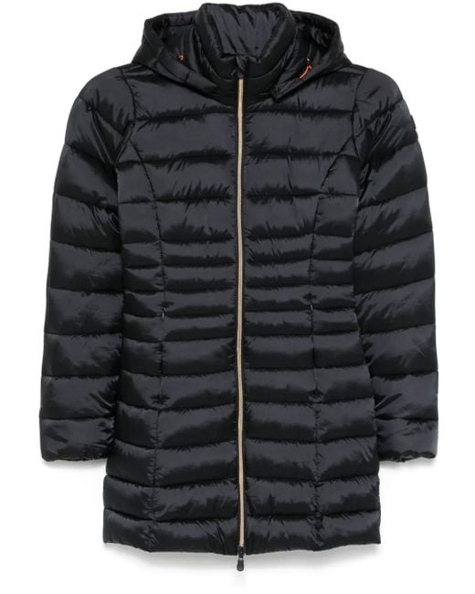 Save The Duck Black Quilted Water-Repellent Parka Coat