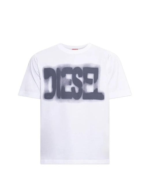 DIESEL White Logo-Print T-Shirt for men