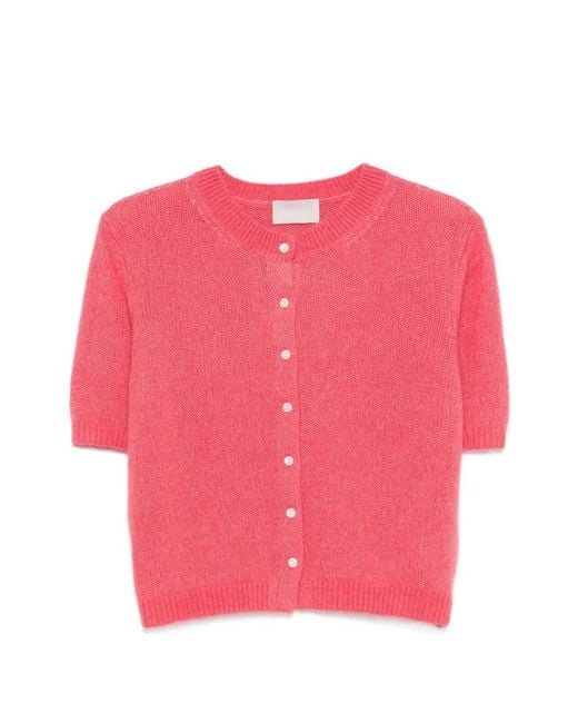 Hemisphere Pink Cardigan Boutonné À Manches Courtes