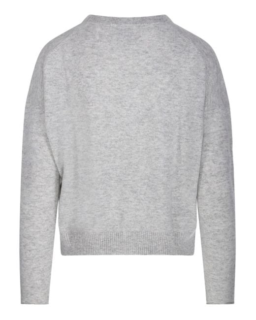 Allude Gray Round-Neck Sweater