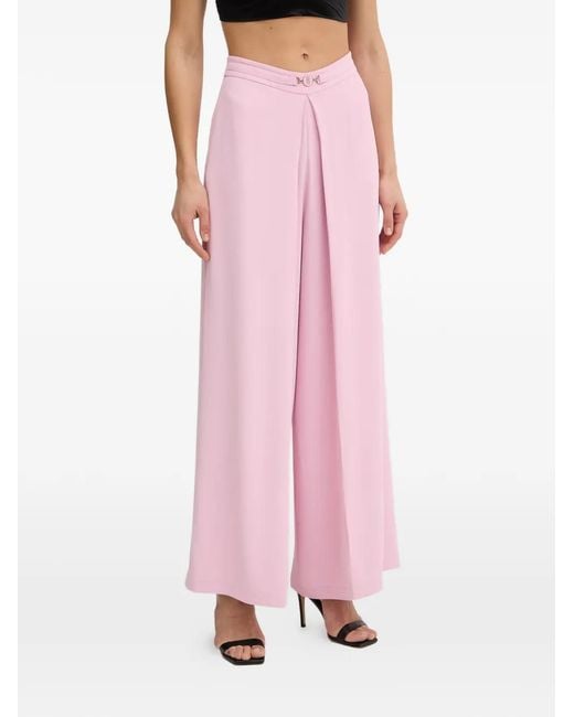 Fracomina Pink Logo-Plaque Pleated Trousers
