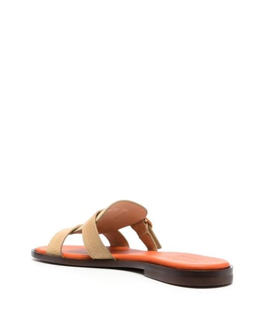 Doucal's Natural Open-Toe Suede Slides