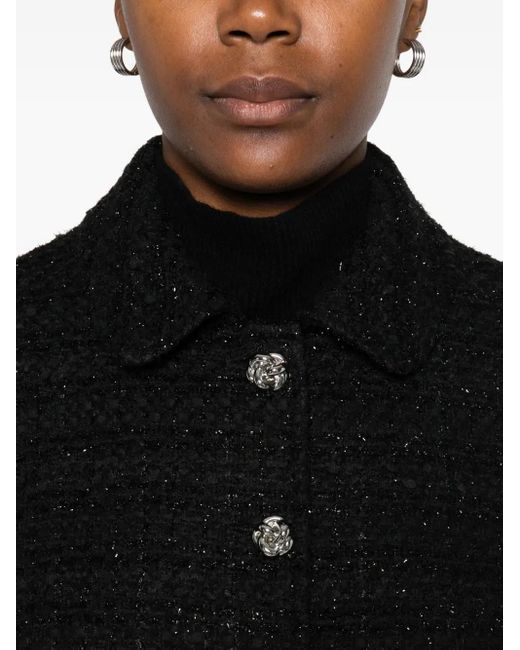 Tagliatore Black Embellished-Button Tweed Jacket
