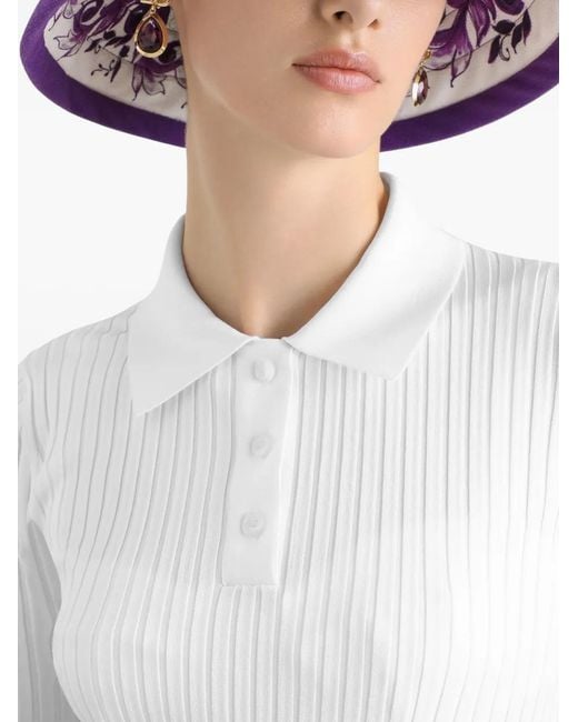 Dolce & Gabbana White Viscose Polo Top