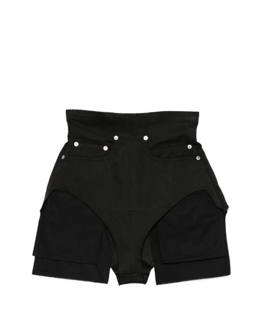 Rick Owens Black Dirt Cutoffs Buttoned-Pockets Shorts