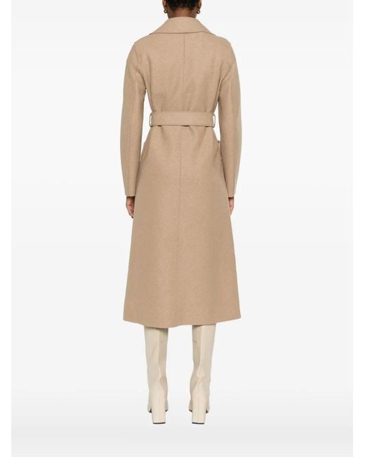 Harris Wharf London Natural Belted-Wool Coat