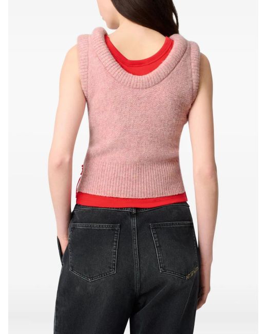 Axel Arigato Pink Anna Ribbed-Hem Cropped Sleeveless Vest