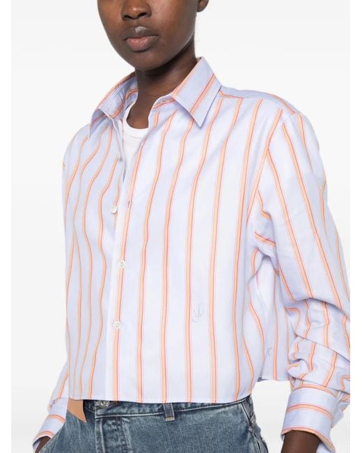 J.W. Anderson White Striped Cropped Shirt