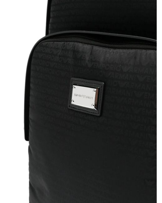 Emporio Armani Black Sac À Dos Zippé À Plaque Logo for men