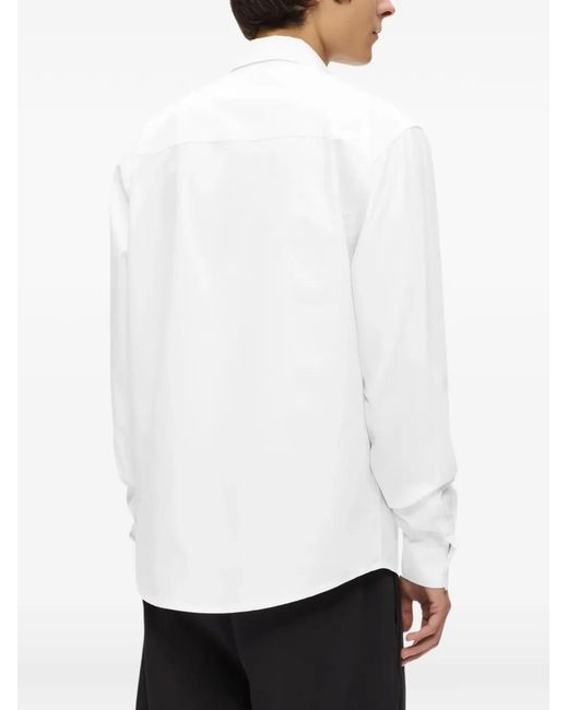 Karl Lagerfeld White Logo-Patch Poplin Shirt for men