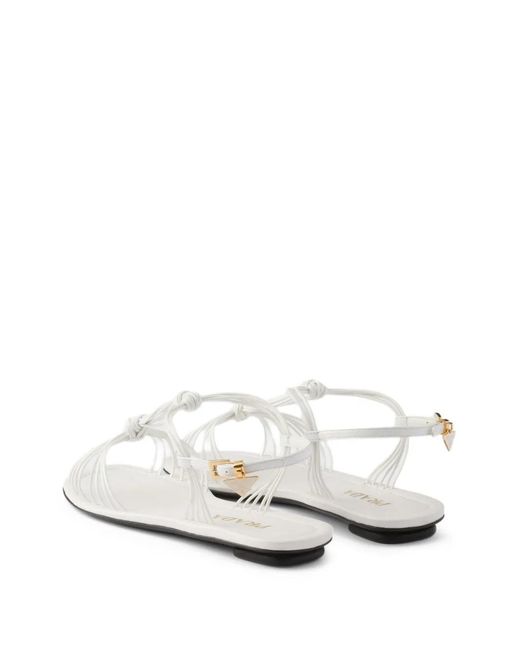Prada White Patent Leather Sandals