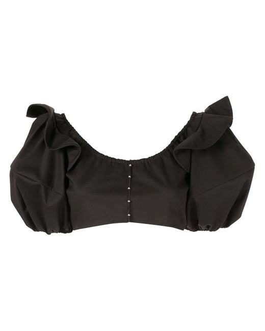 Ellery Black Hilaria Puff-Sleeve Top