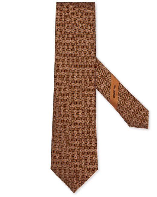 Zegna Brown Cento Fili Silk Tie for men