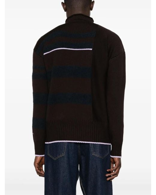 Lanvin Black Striped Mock-Neck Jumper for men