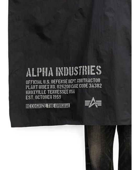 Alpha Industries Black Logo-Print Rain Hooded Jacket for men