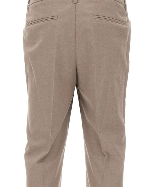 Devore Gray Pleated-Detail Trousers for men