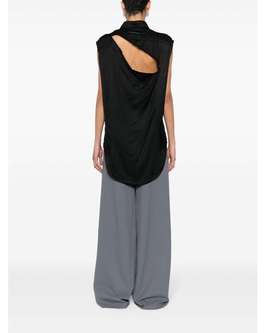 MM6 by Maison Martin Margiela Black Viscose Shirt With Lived-In Effect