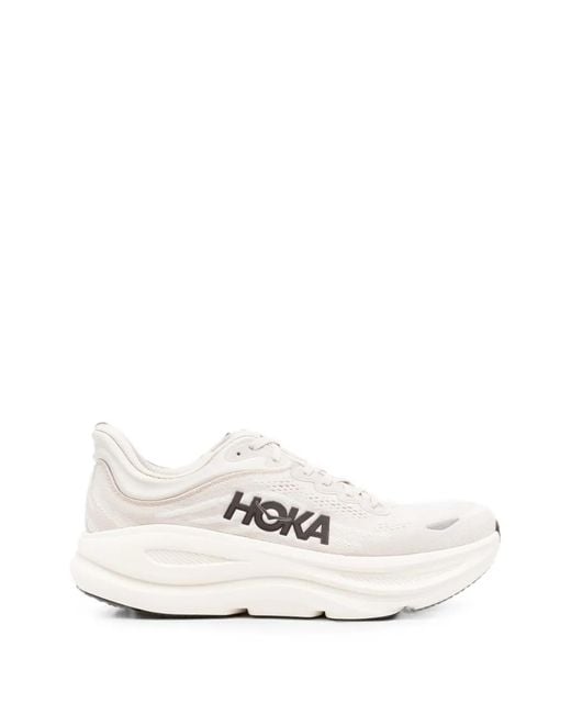 Hoka One One White Bondi 9 Lace-Up Sneakers for men