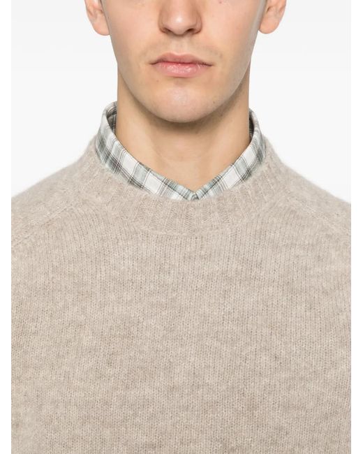 FILIPPO DE LAURENTIIS Natural Ribbed Crew Neck Sweater for men