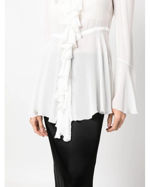 Philosophy Di Lorenzo Serafini White Ruched-Trim V-Neck Blouse