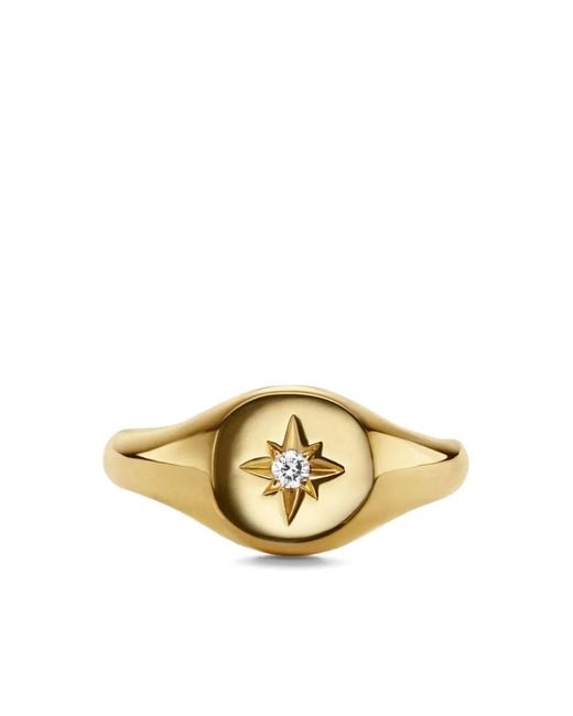 David Yurman Metallic 18Kt Cable Collectibles Starset Diamond Pinky Ring (7Mm)