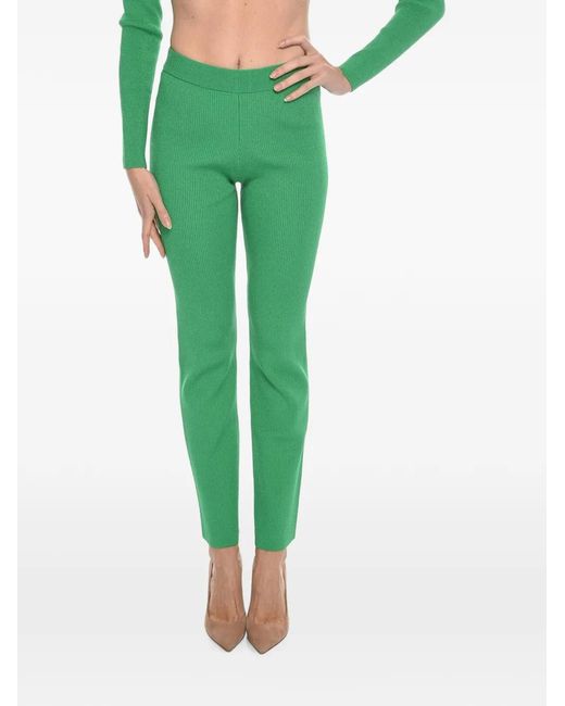 Herskind Green X Vanessa Hong Ribbed High-Waisted Slim-Fit Trousers