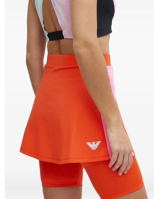 EA7 Ventus7 Logo-print Mini Skirt Orange