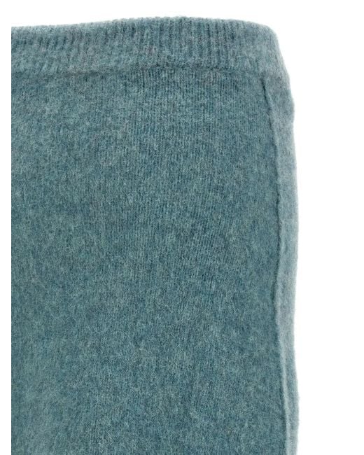 Jil Sander Blue Elastic-Waistband Knitted Midi Skirt