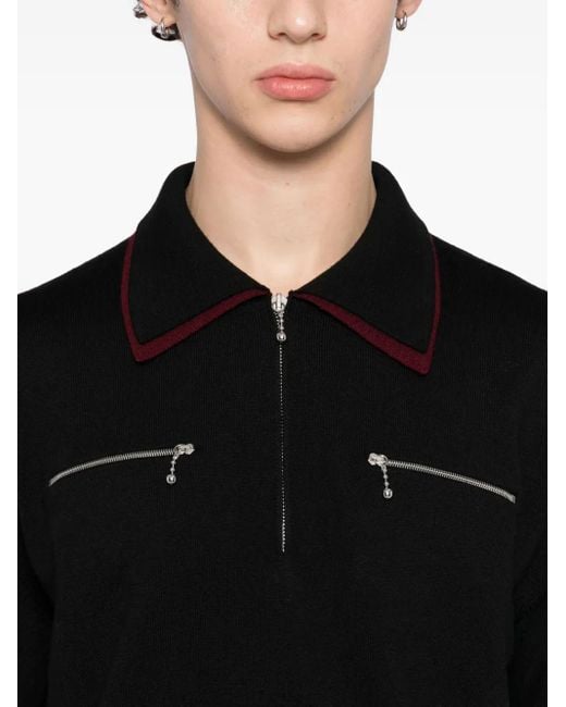 Jil Sander Black Zip Collar Polo Shirt for men