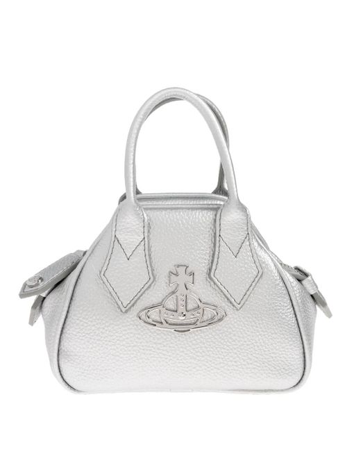 Vivienne Westwood White Mini Yasmine Orb Appliqué Tote Bag